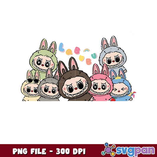 Cute Bunny Gang PNG 300 DPI Instant Download
