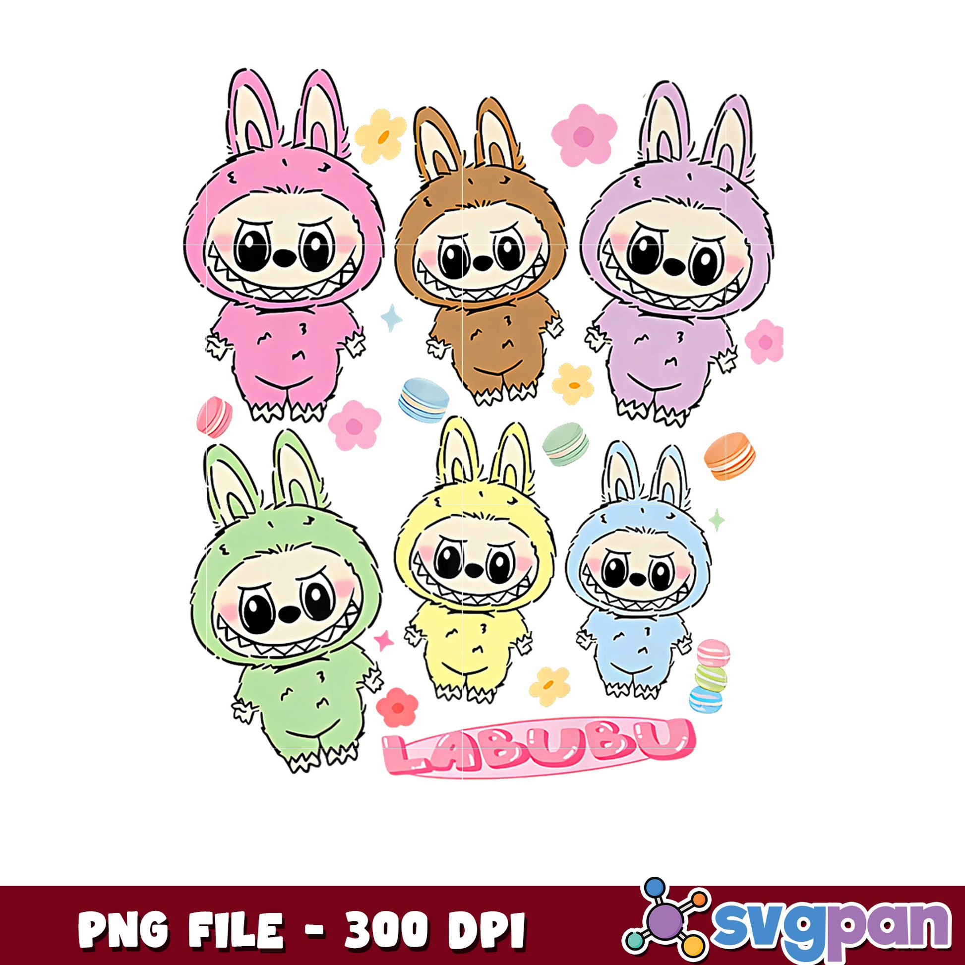 Cute Bunny Monster PNG - 300 DPI