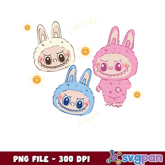 Cute Bunny Monster PNG 300 DPI - Happy Design