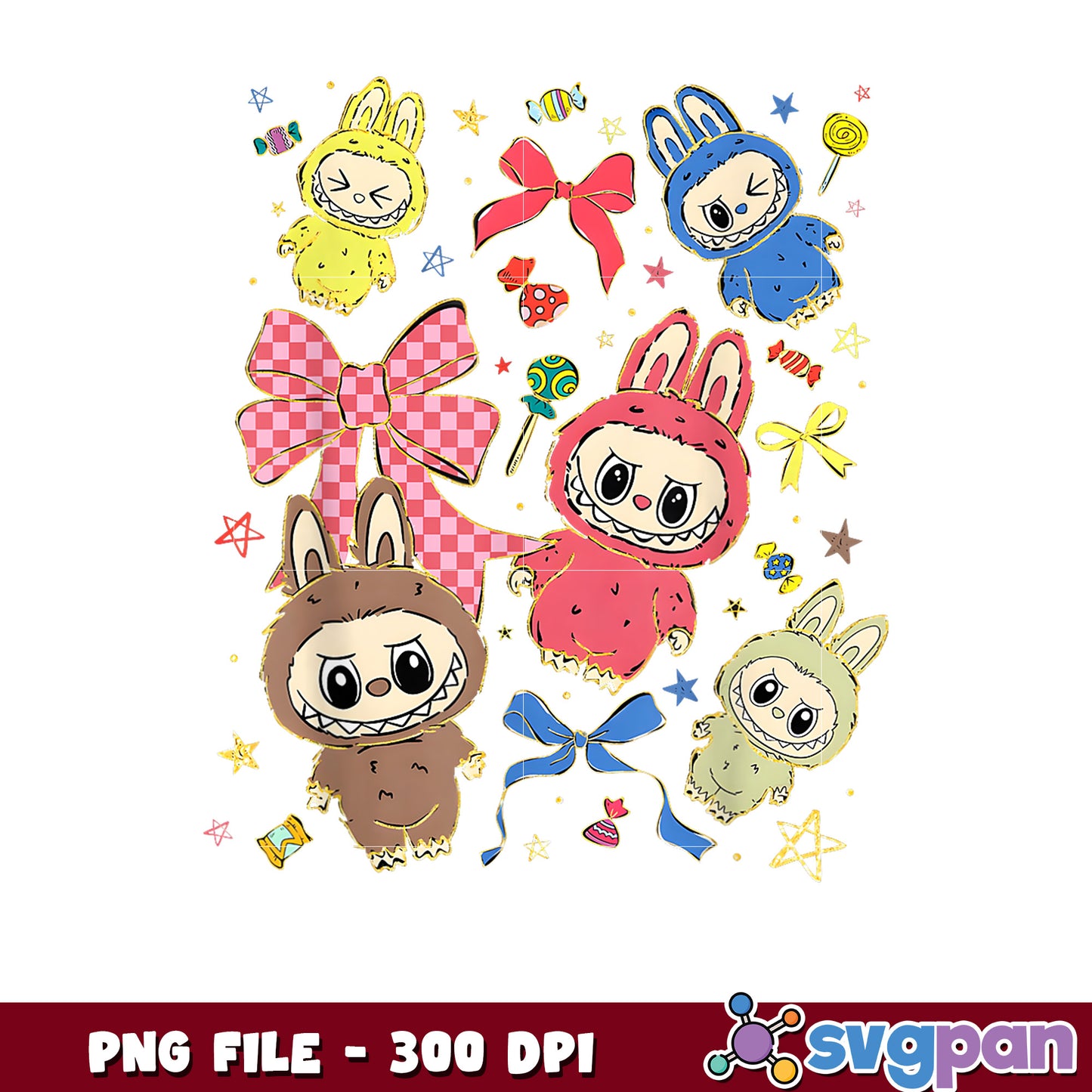 Cute Bunny Monsters PNG 300 DPI Download