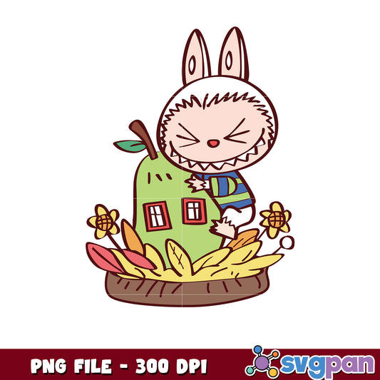 Cute Bunny Pear House PNG 300 DPI