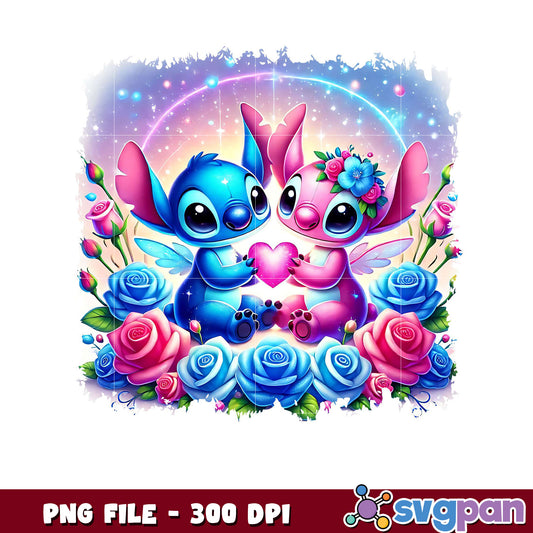 Cute Cartoon Characters Holding Heart, High Quality PNG File