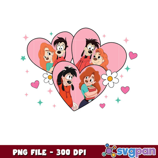 Cute Cartoon Characters in Heart Shapes, Perfect for Gifts