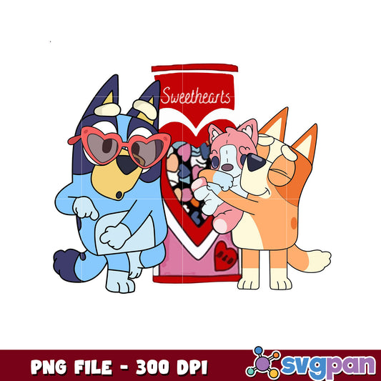 Cute Cartoon Characters with Heart Valentine Gift, PNG File 300 DPI