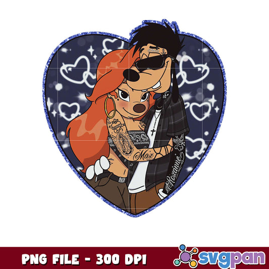 Cute Cartoon Couple Heart Design, Perfect for Gifts Online