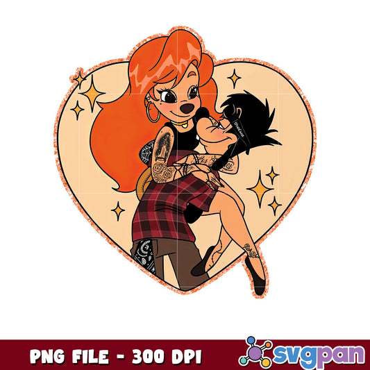 Cute Cartoon Couple PNG Art, Perfect for T-Shirt Design