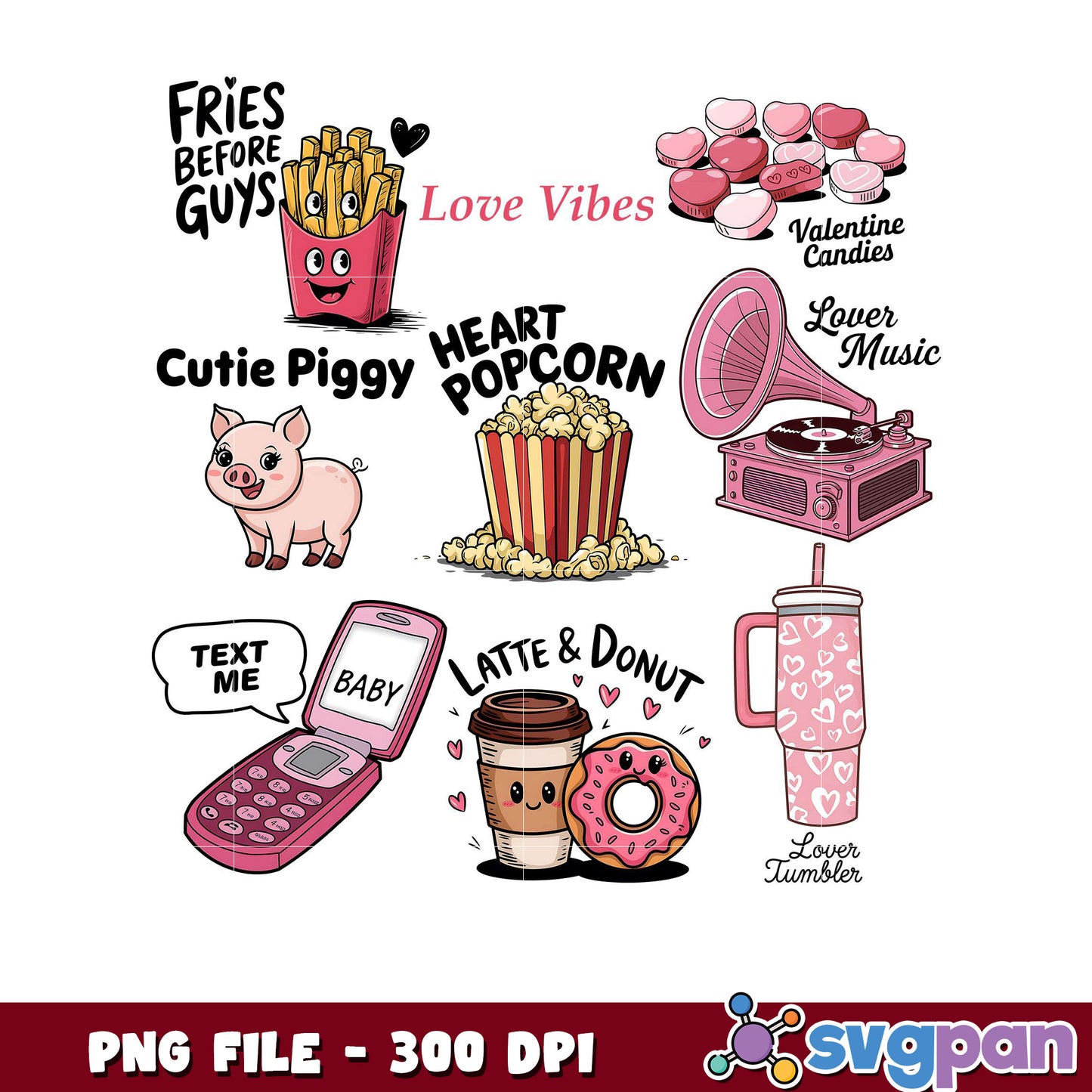 Cute Cartoon Designs for Valentine’s Day, Fun PNG Set