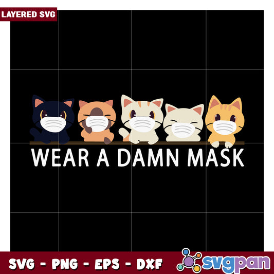 Cute Cat Mask SVG Design, Promote Safety with Fun Artwork