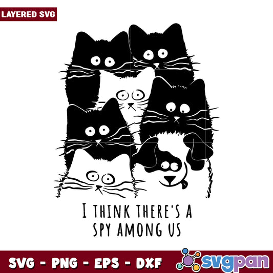 Cute Cat Spy SVG Design for Creative Projects, Perfect for Cat Lovers
