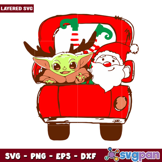 Cute Christmas SVG design featuring Santa and a character, perfect for festive crafts