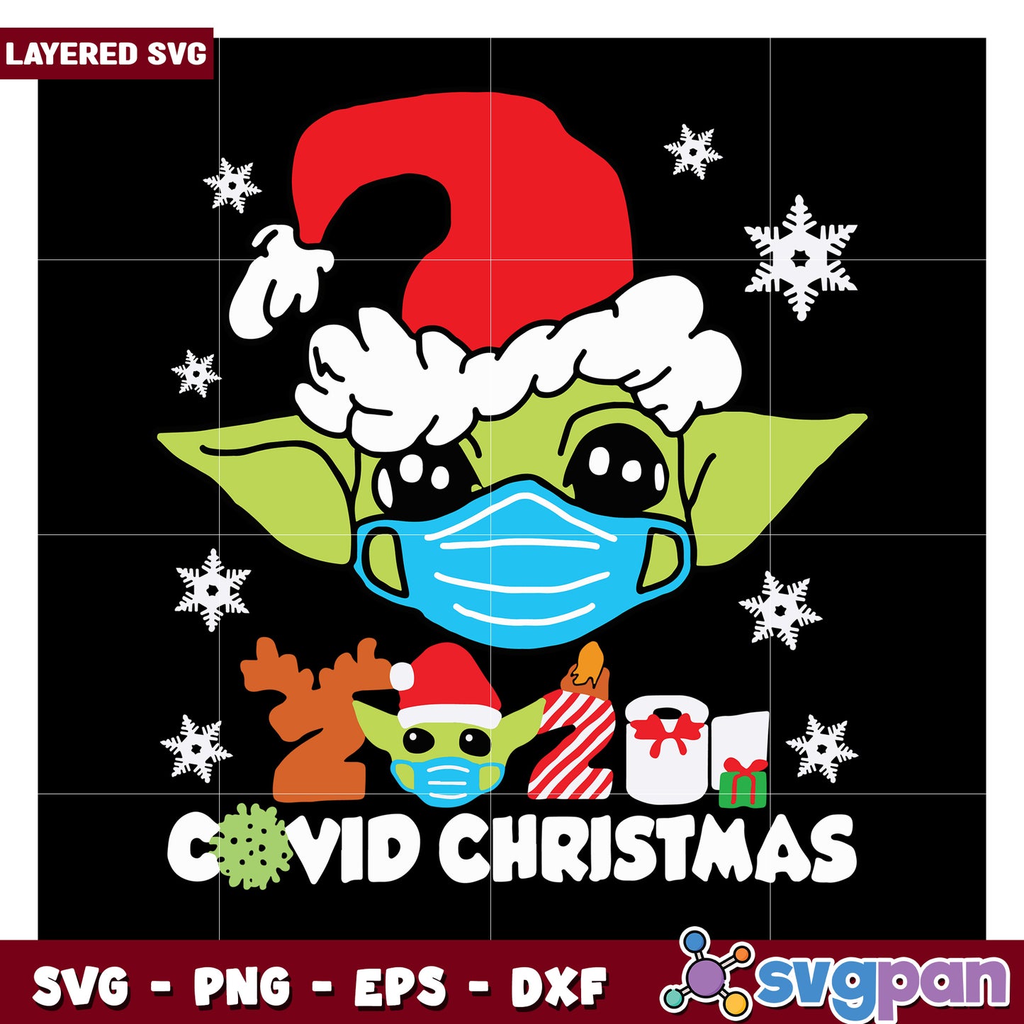 Cute Christmas SVG design with character wearing mask, perfect for festive crafts