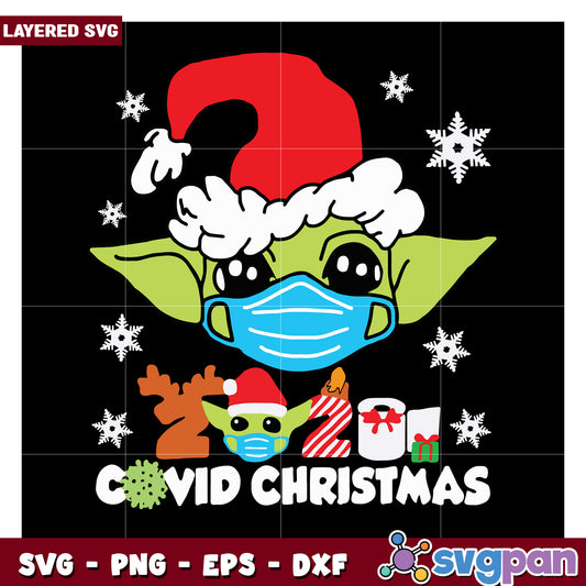 Cute Christmas SVG design with character wearing mask, perfect for festive crafts