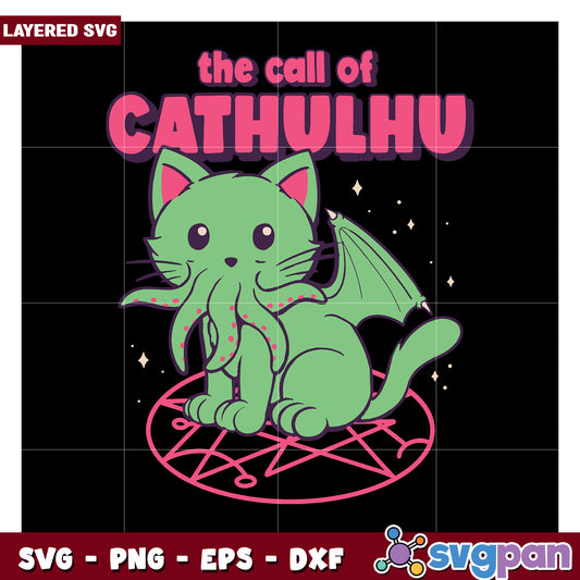 Cute Cthulhu Cat Illustration for Crafts, Perfect for Halloween Projects
