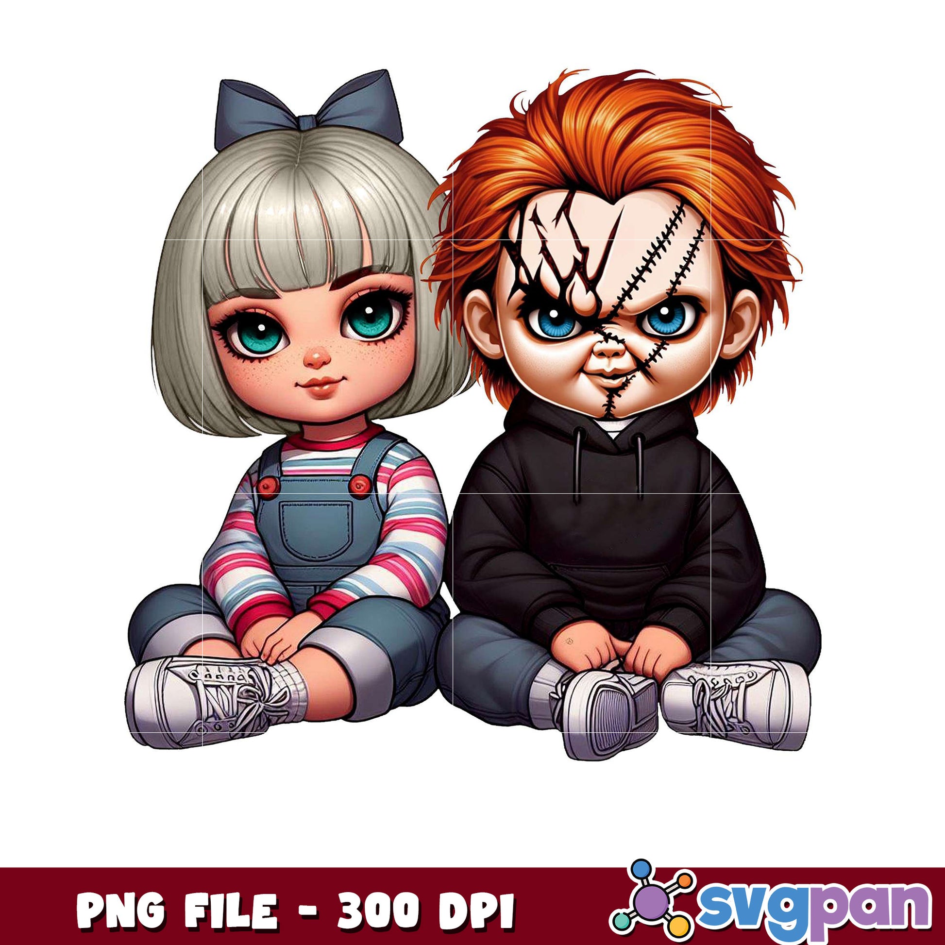 Cute Dolls PNG File, Perfect for Halloween Decor Ideas