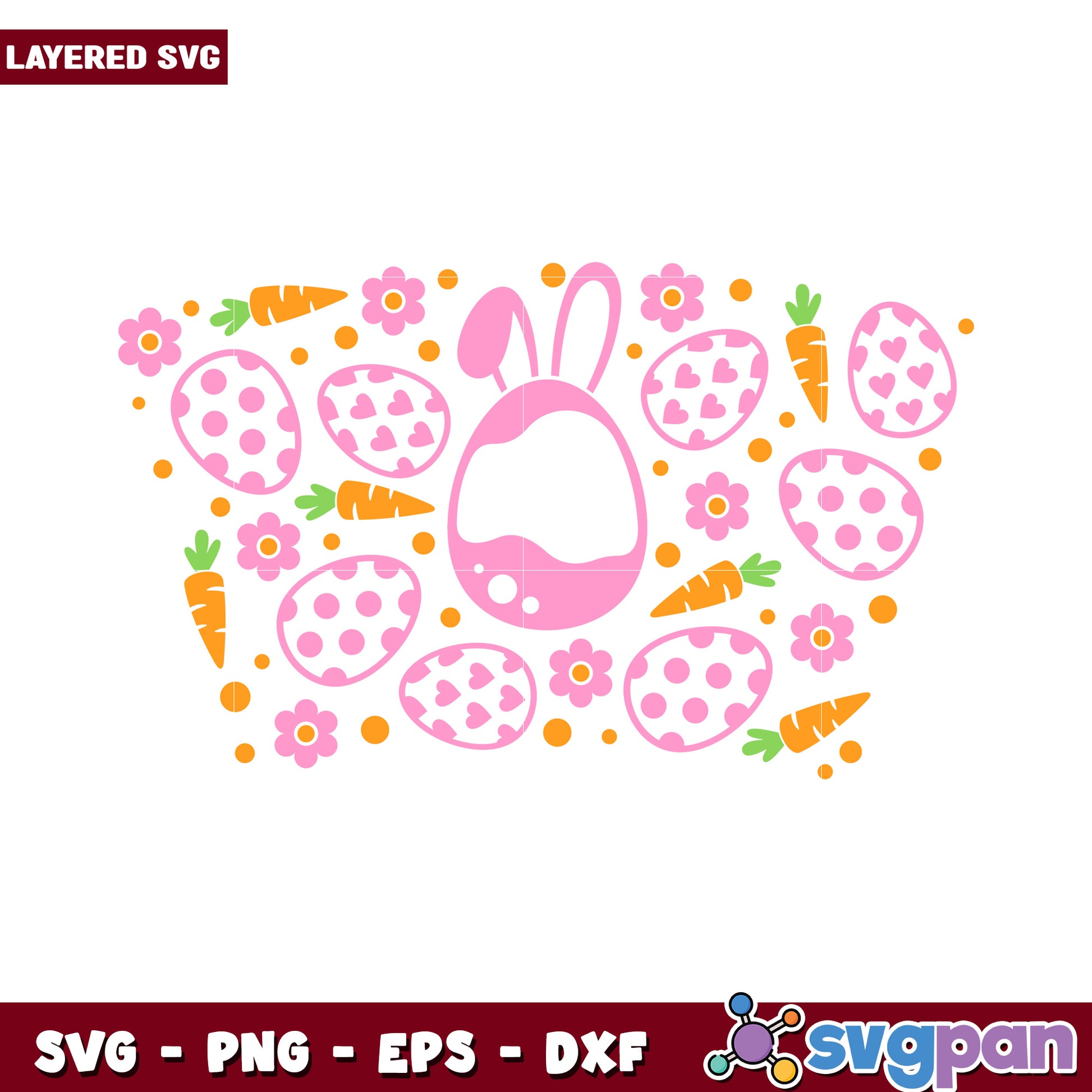 Cute Easter Bunny SVG Design for Spring Crafts, Perfect for Kids