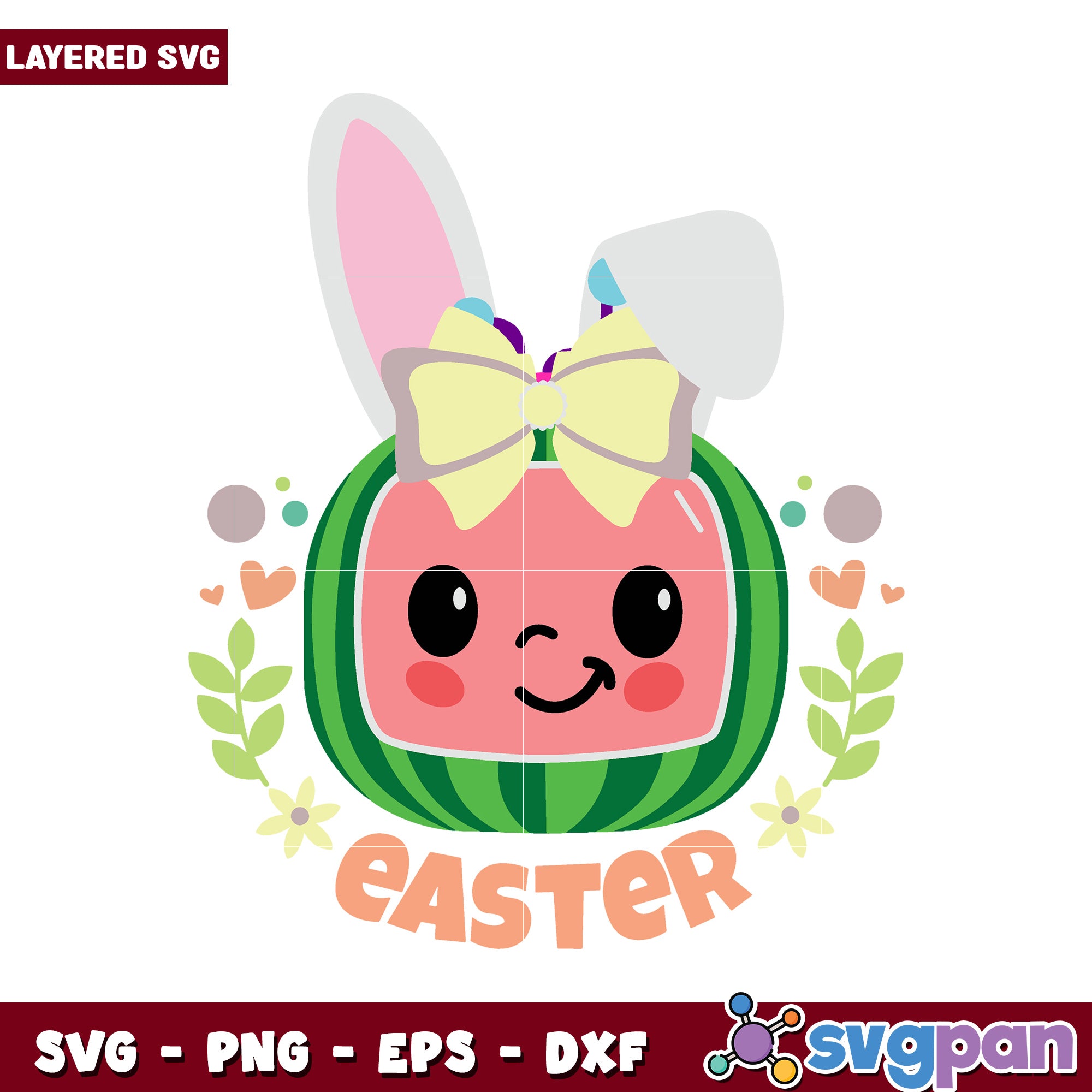 Watermelon Easter Rabbit Cute Easter Bunny Watermelon SVG Design, Perfect for Spring Crafts – svgpan