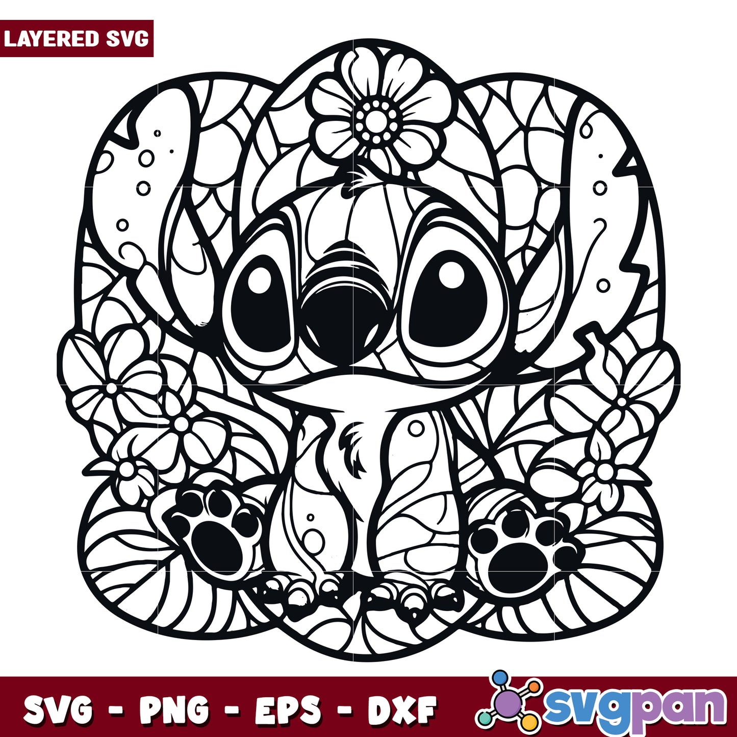 Cute Floral Stitch Design SVG for Creative Projects