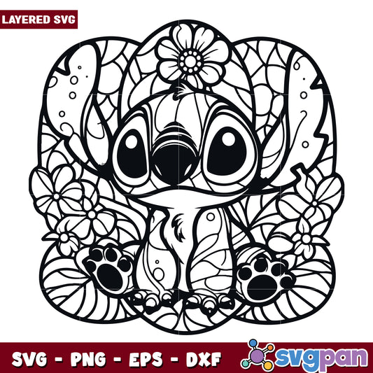 Cute Floral Stitch Design SVG for Creative Projects