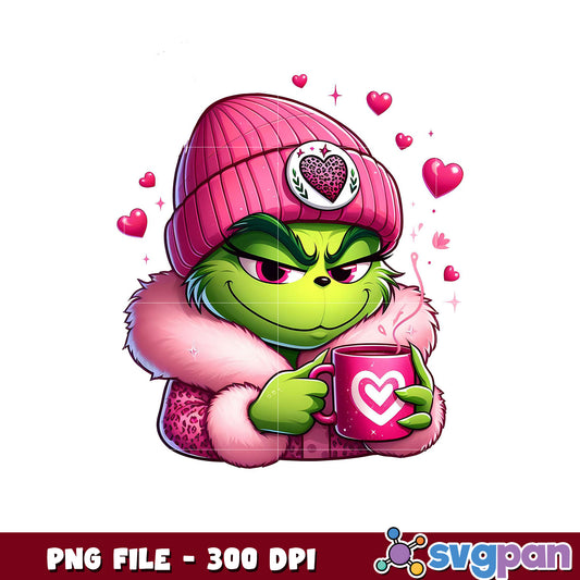 Cute Grinch character in pink attire, perfect for gifts