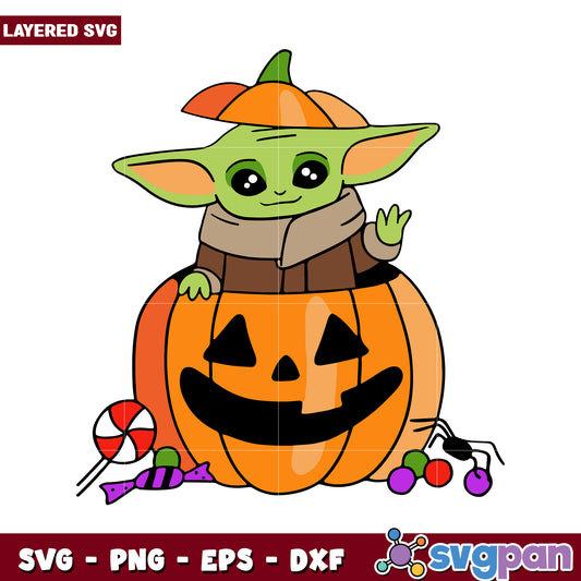 Cute Halloween Character in Pumpkin Costume, Perfect for SVG Crafts