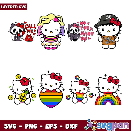 Cute Hello Kitty Layered SVG Bundle for Crafting