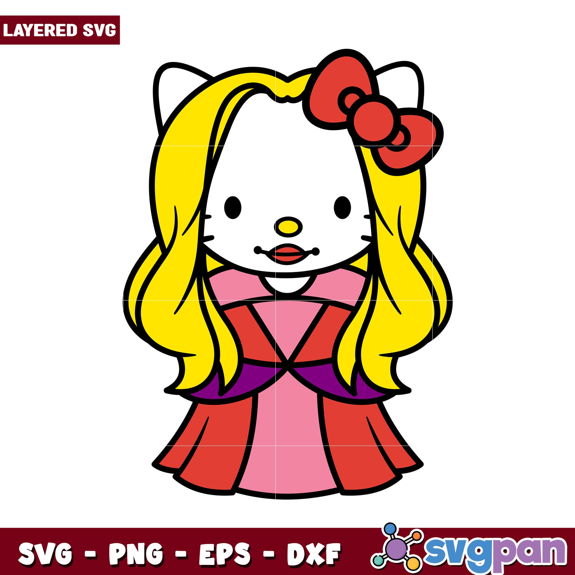 Cute Hello Kitty Princess SVG Design, Perfect for Craft Projects