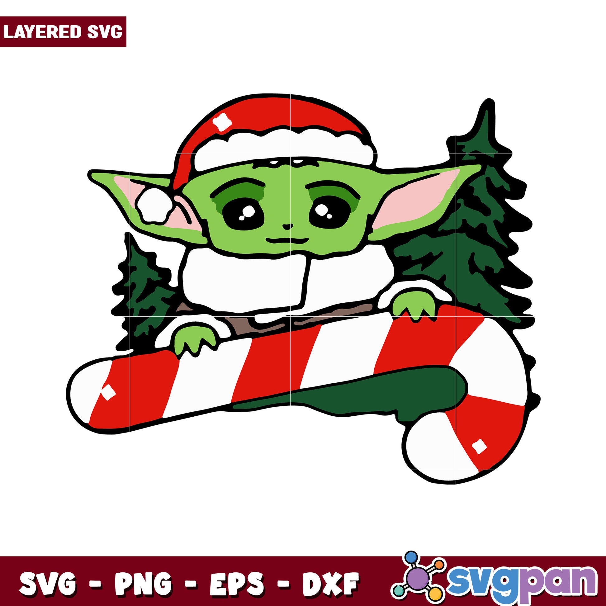 Cute Holiday Character with Candy Cane, Festive SVG Art Design