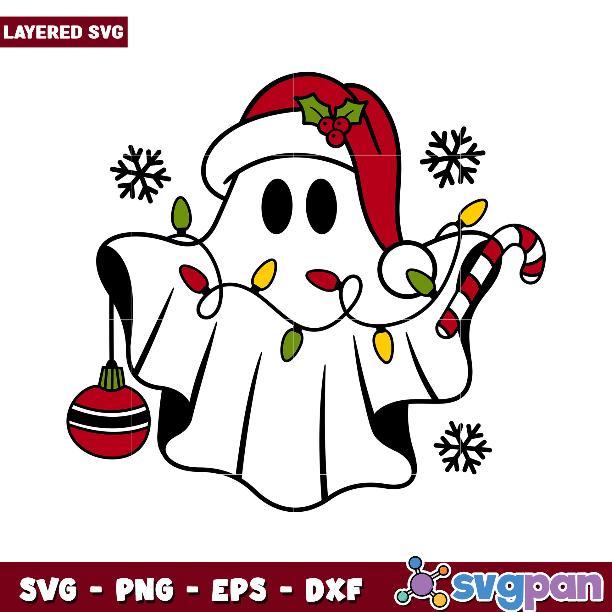 Cute Holiday Ghost SVG Design, Perfect for Christmas Crafting