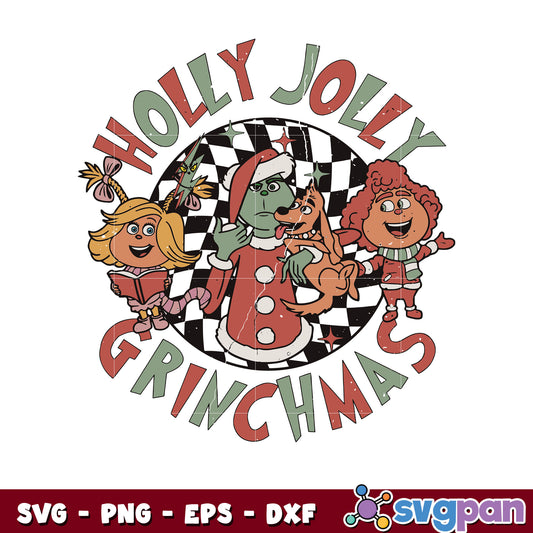 Cute Holly Jolly Grinchmas design svg, grinch and friends svg