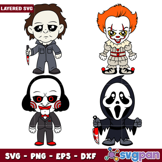 Cute Horror Character Bundle SVG for Crafts Designs