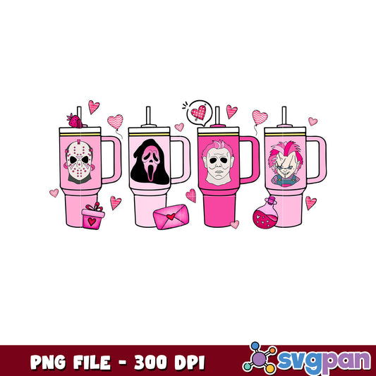 Cute Horror Character Tumblers Design for Pink Lovers, Perfect for Parties or Collecting
