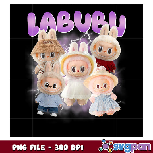 Cute Labubu Bunny Plush Dolls Collection PNG File 300 DPI