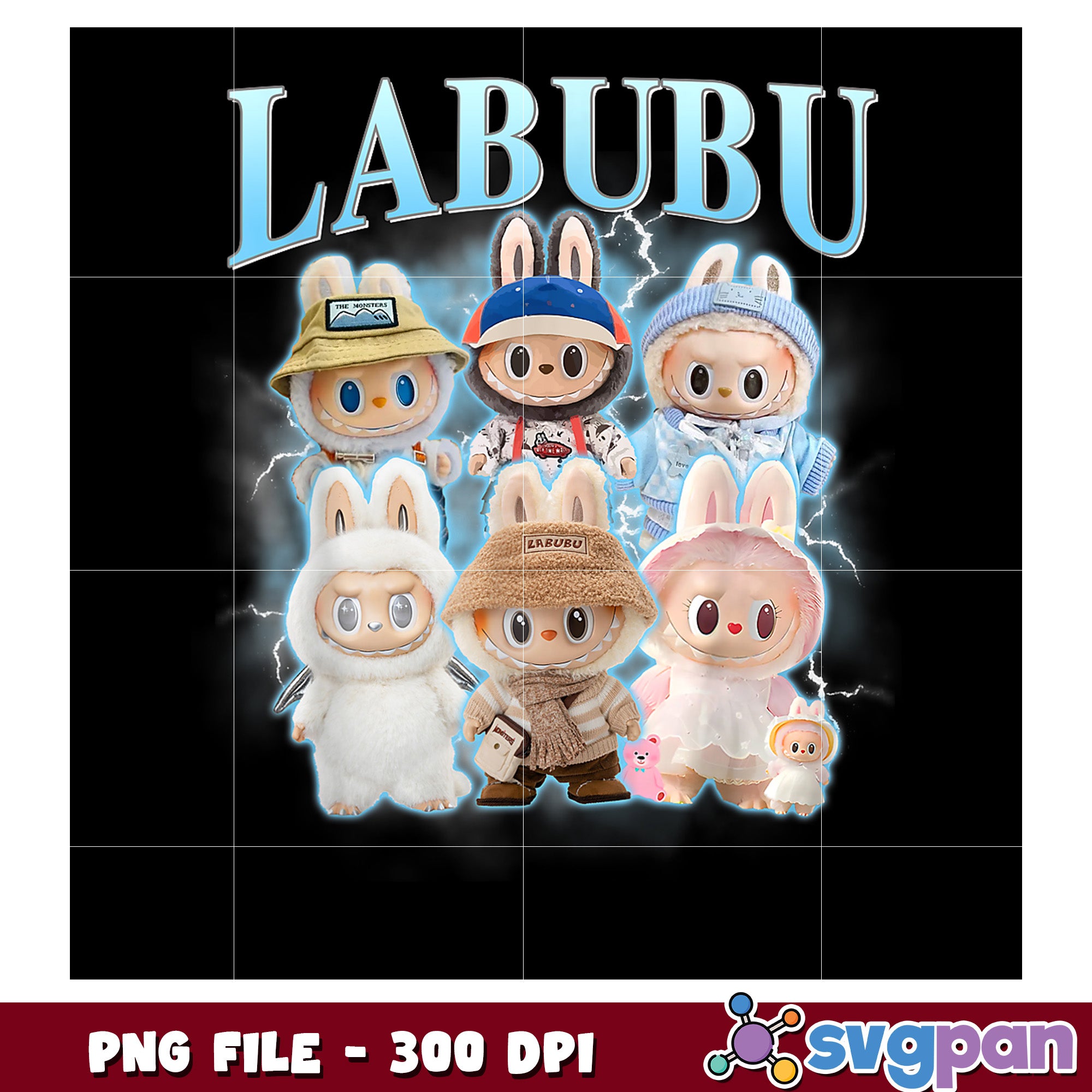 Labubu Pou Cute Labubu Character Collection PNG File 300 DPI Quality – svgpan