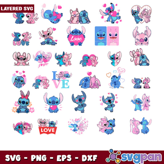 Cute Layered SVG Bundle of Love Characters Designs