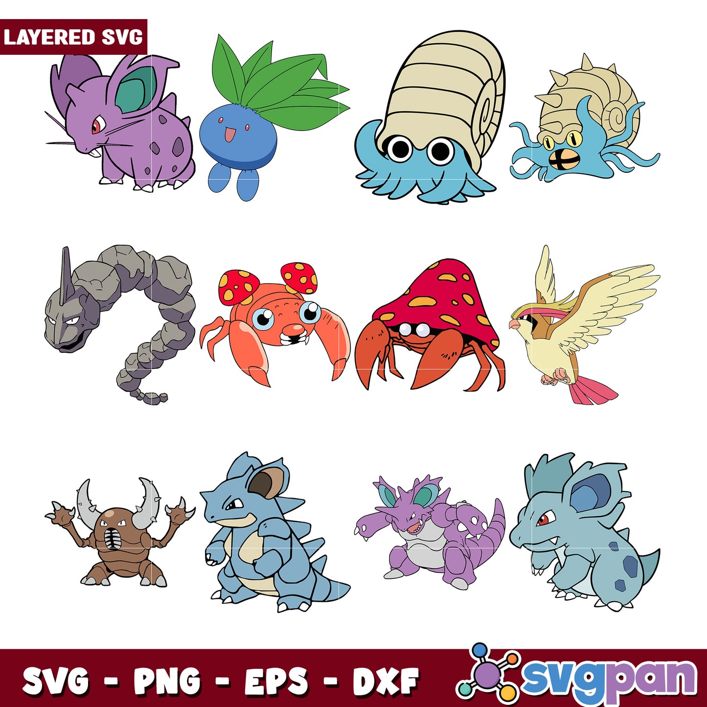 Cute Layered SVG Bundle of Popular Animal Characters