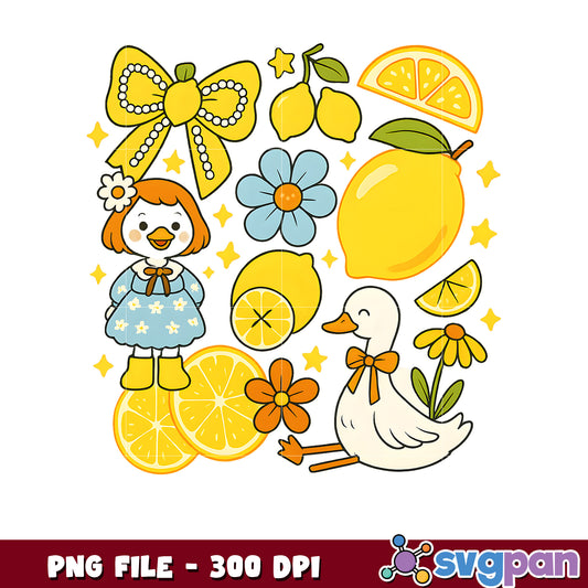 Cute Lemon Duck Girl PNG Clipart 300 DPI