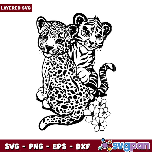 Cute Leopard and Tiger Cub Design for Crafting, Perfect for SVG Projects