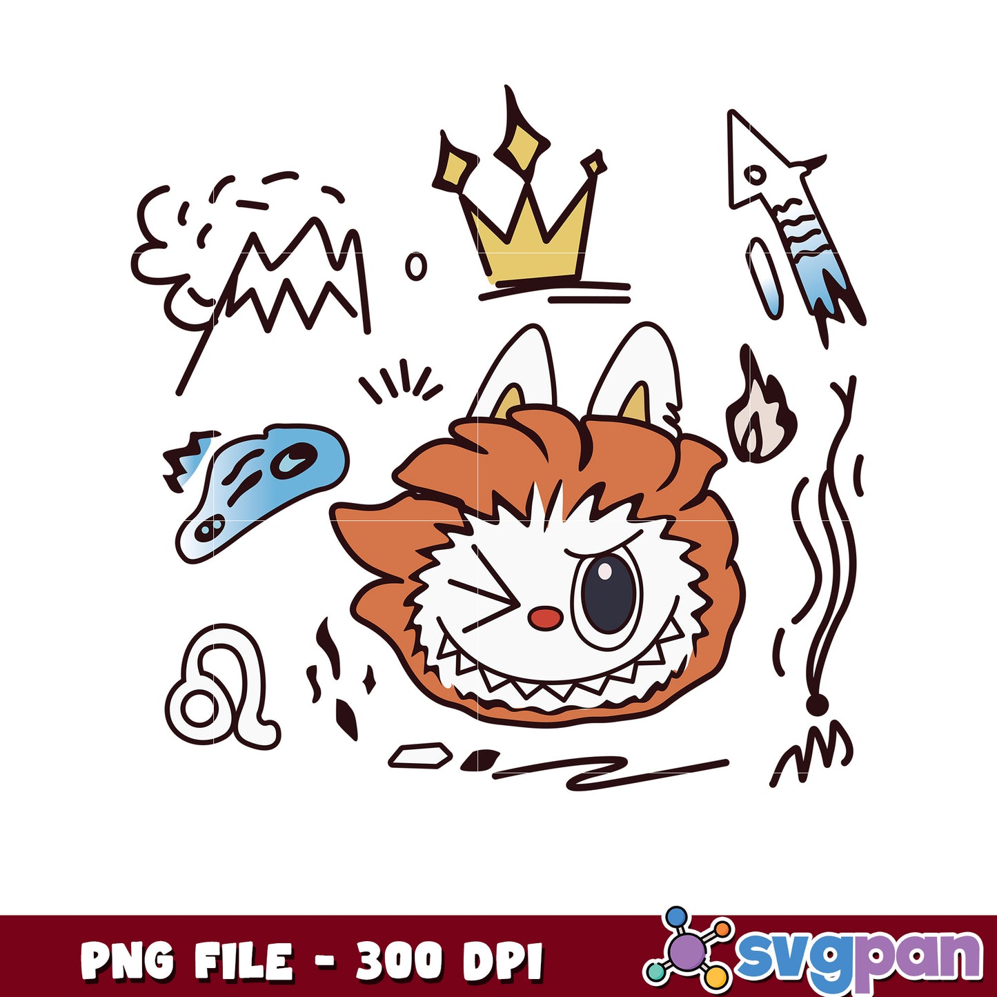 Cute Lion Cartoon PNG Clipart 300 DPI
