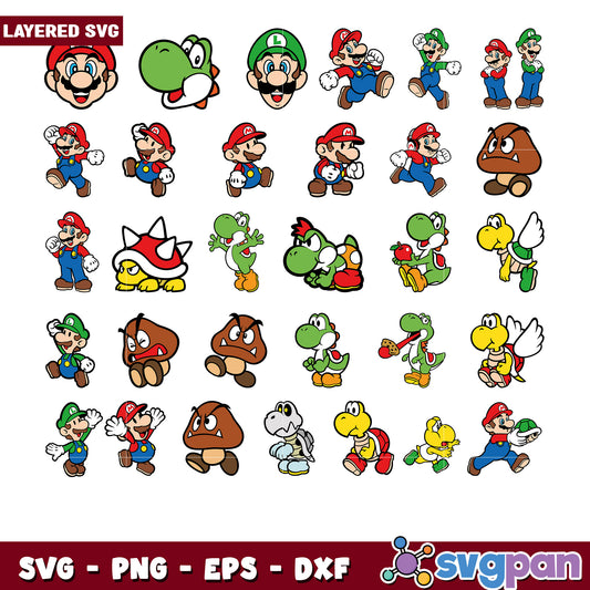 Cute Mario and Friends SVG Bundle for Crafts
