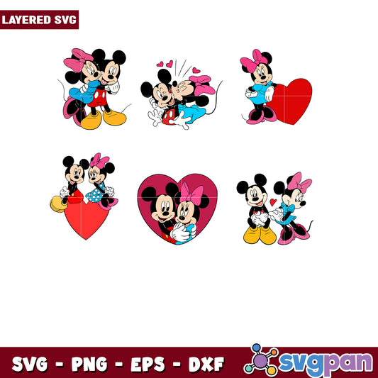Cute Mickey and Minnie Mouse SVG Bundle for Crafts