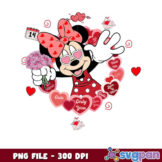 Cute Minnie Mouse Valentine PNG file, perfect for gifts