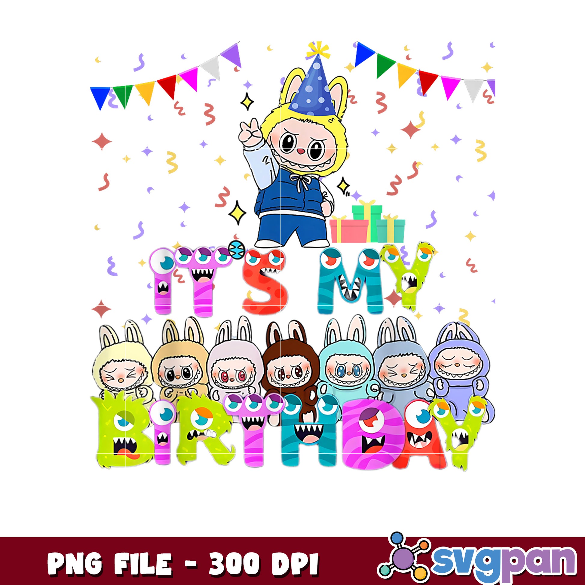 Cute Monster Birthday PNG 300 DPI