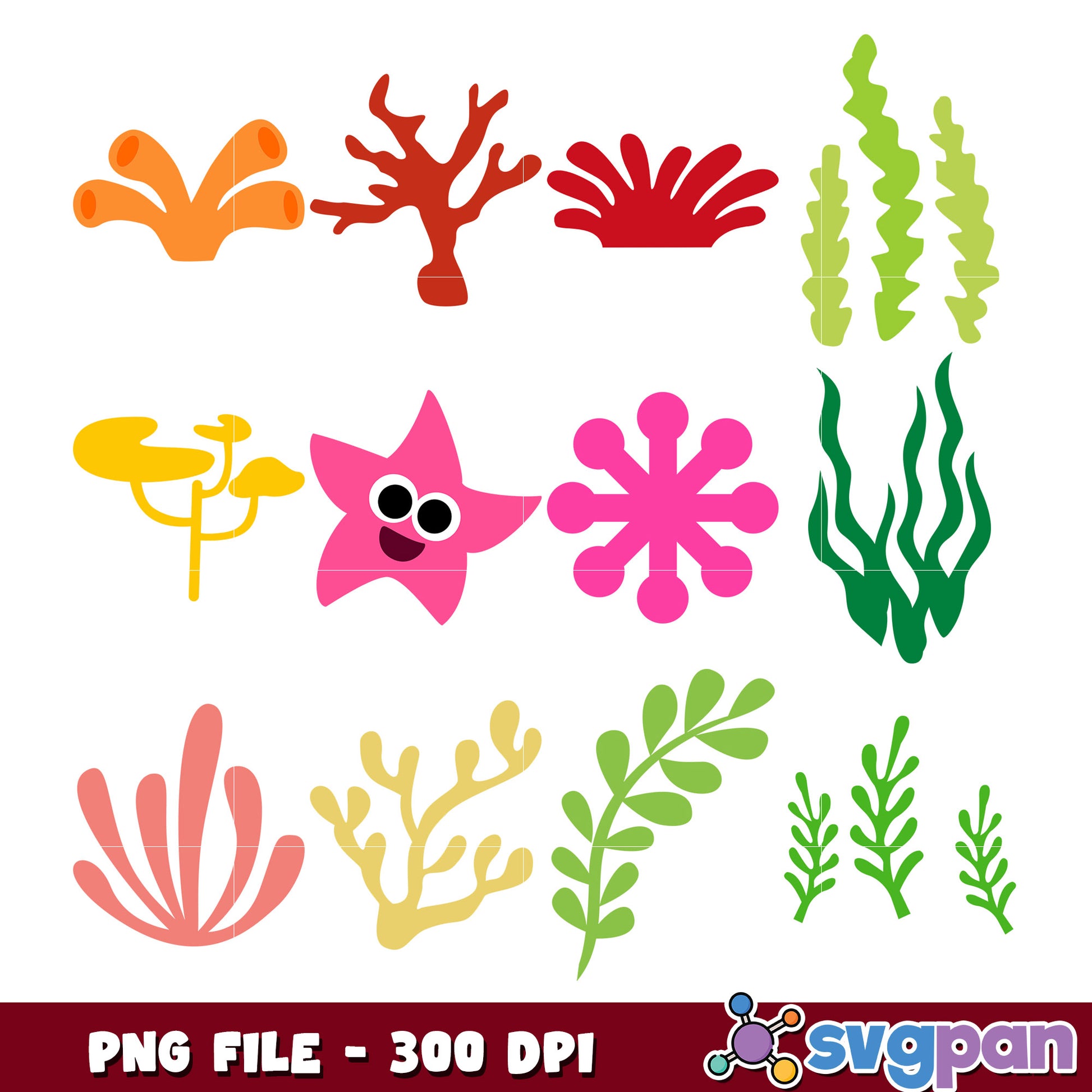 Cute Ocean Life PNG Bundle 300 DPI