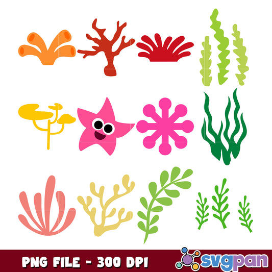 Cute Ocean Life PNG Bundle 300 DPI