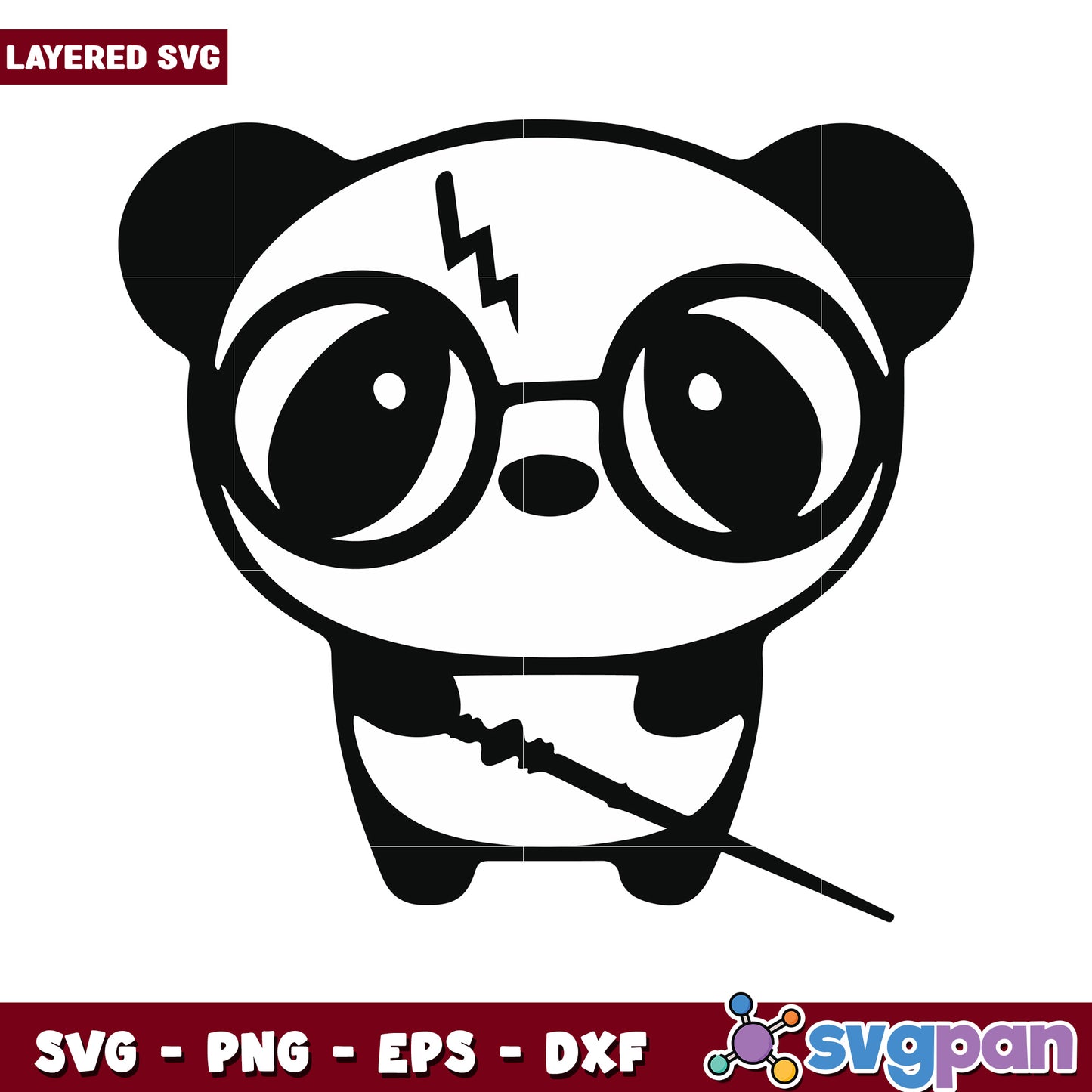 Cute Panda with Glasses SVG Design, Perfect for Craft Projects