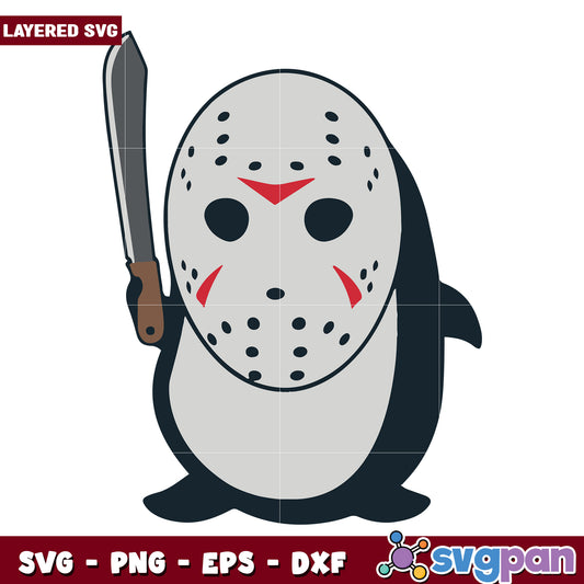 Cute Penguin Jason mask halloween svg, funny halloween svg, halloween fall svg
