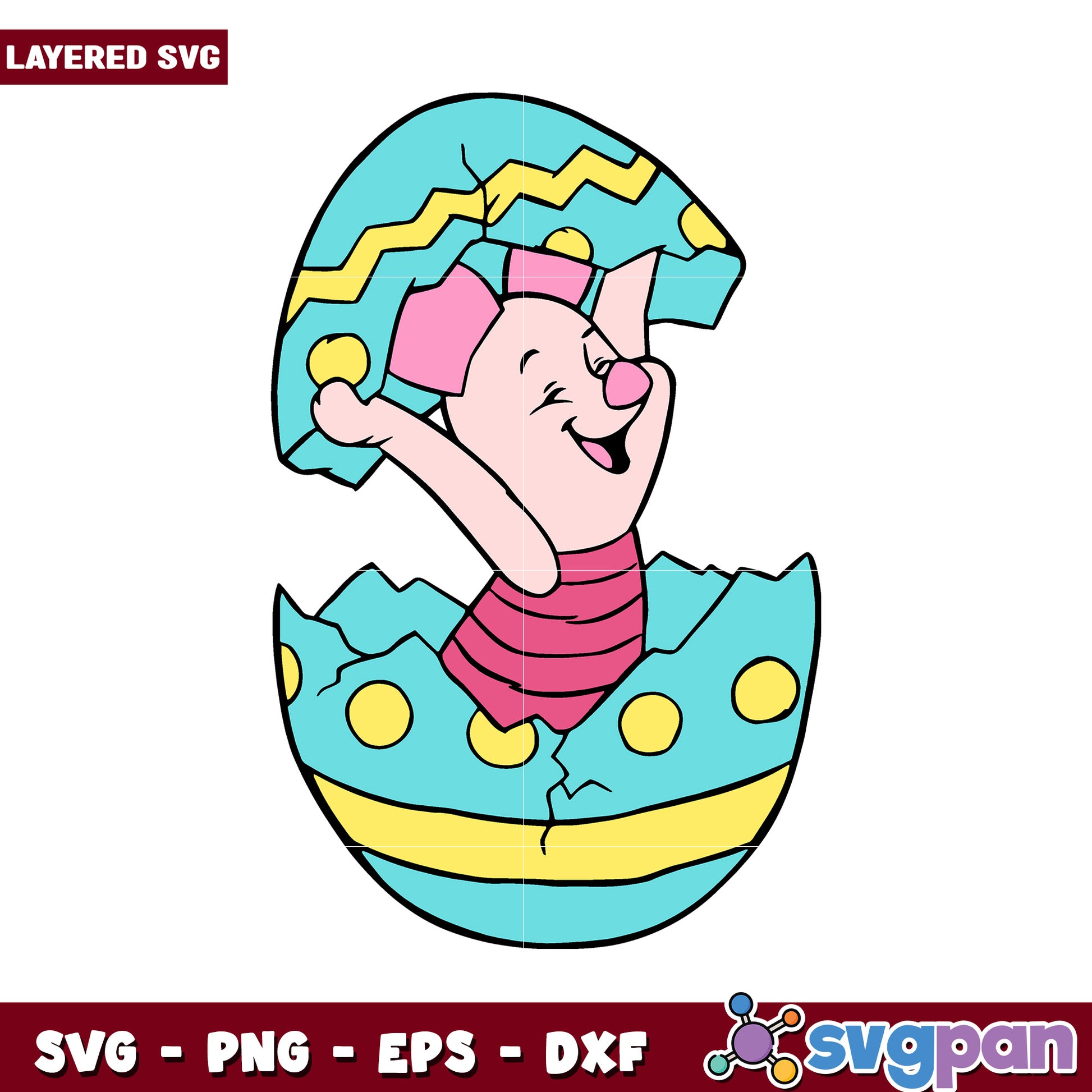 Cute Piglet Breaking Free from Egg SVG File, Perfect for Crafts and Decor