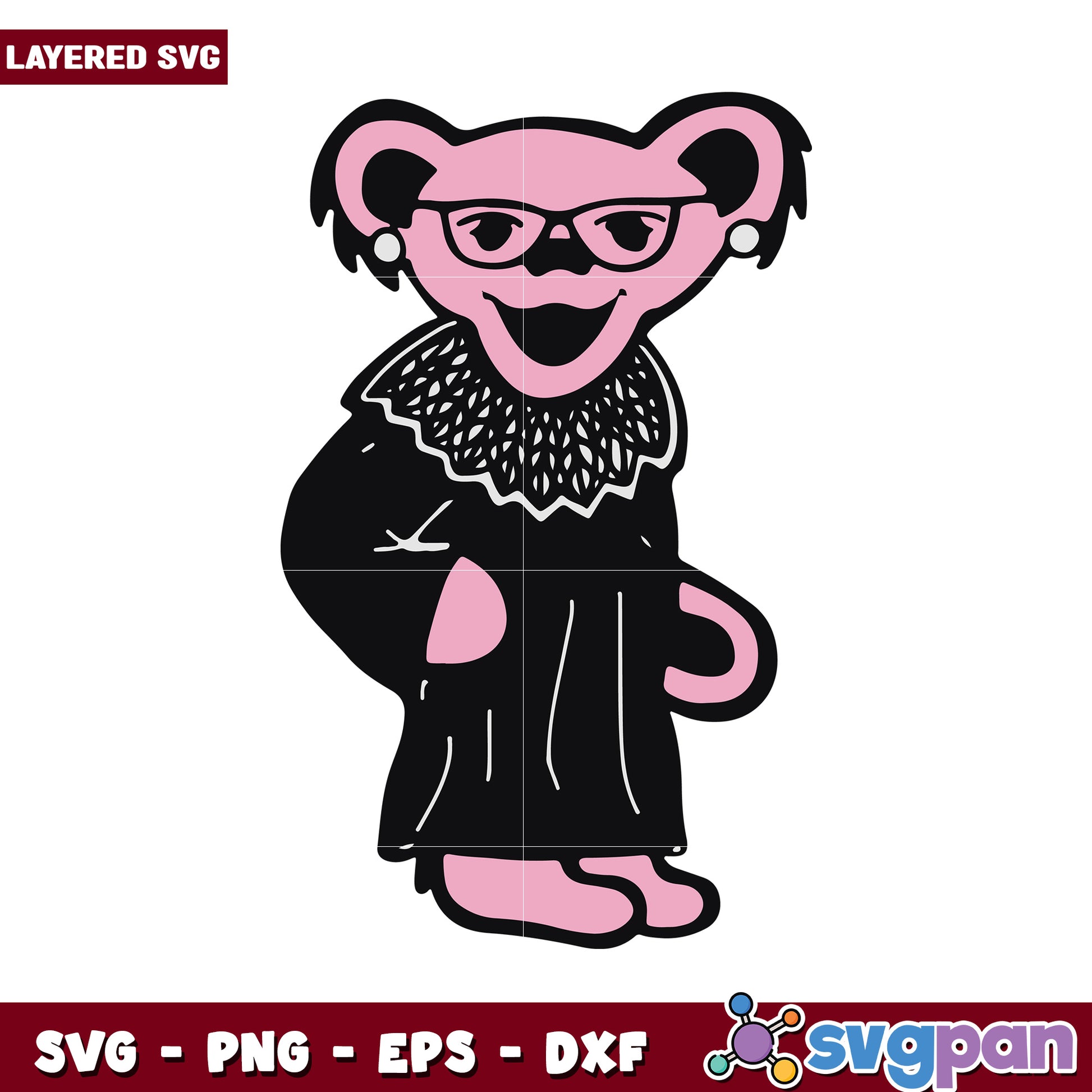 Cute Pink Bear Illustration for SVG Projects, Perfect for Crafts