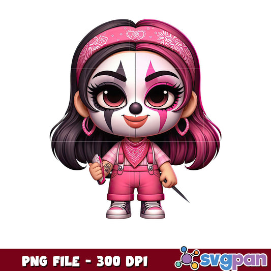 Cute Pink Clown Character PNG File, Ideal for Crafts Use