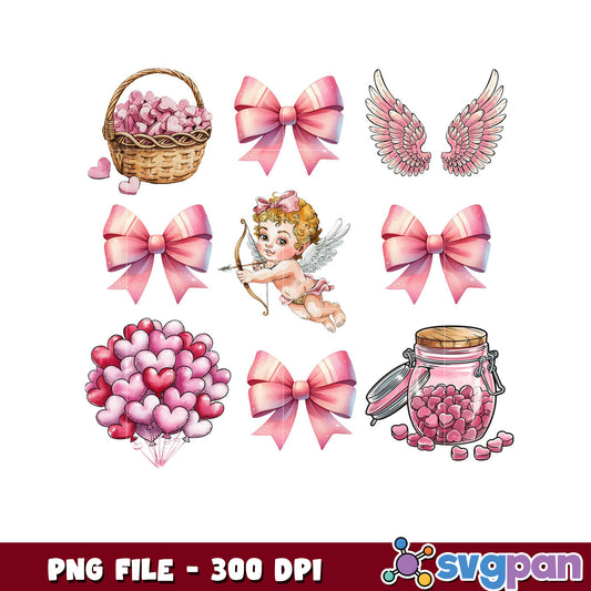 Cute Pink Valentine Decorations PNG File, Perfect for Crafts